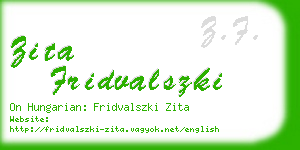zita fridvalszki business card